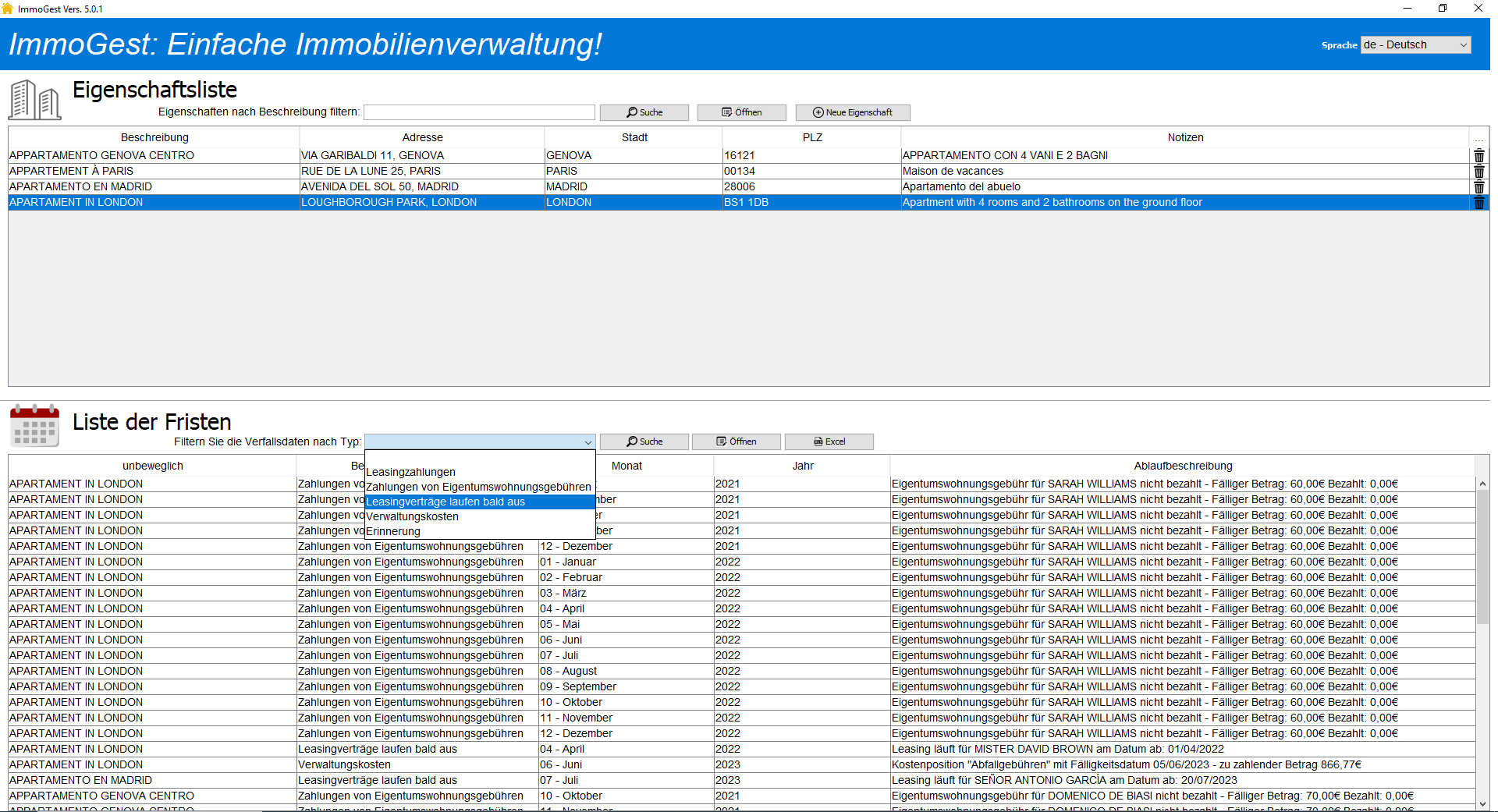 Mietverwaltungsprogramm mit Excel-Extraktion