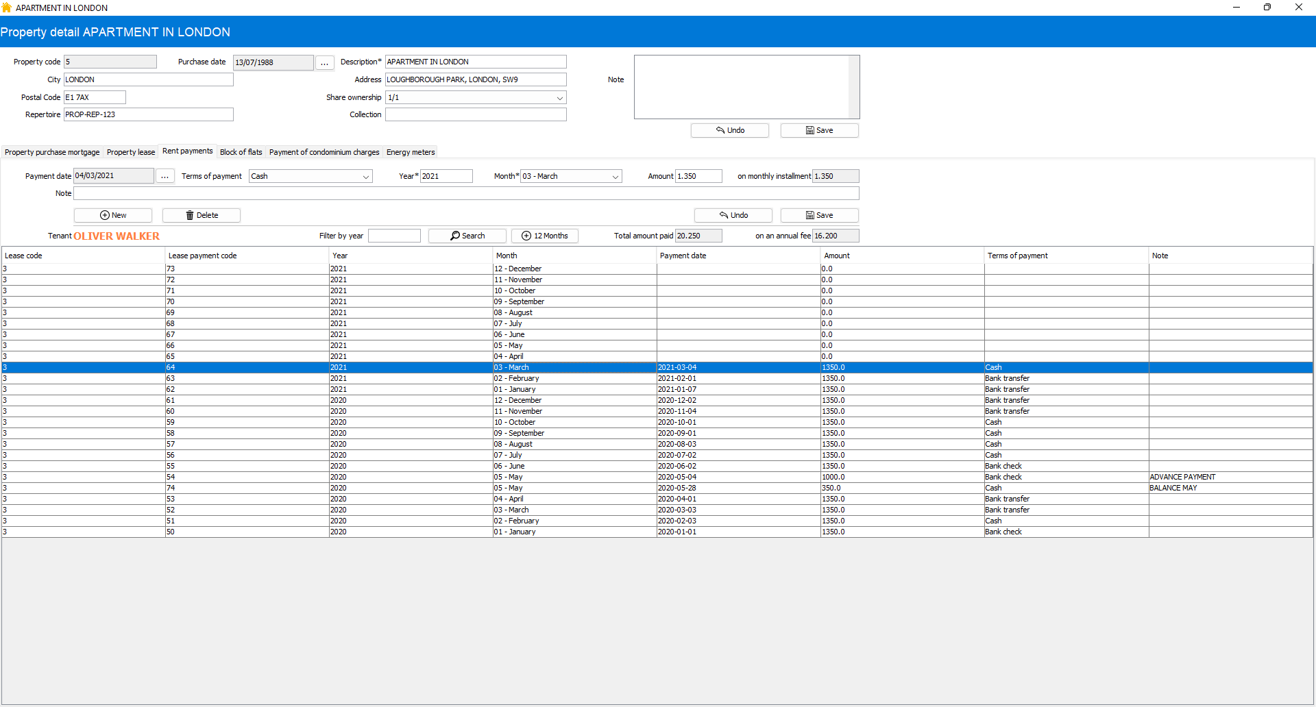 Lease payments (Historical management of lease payments)