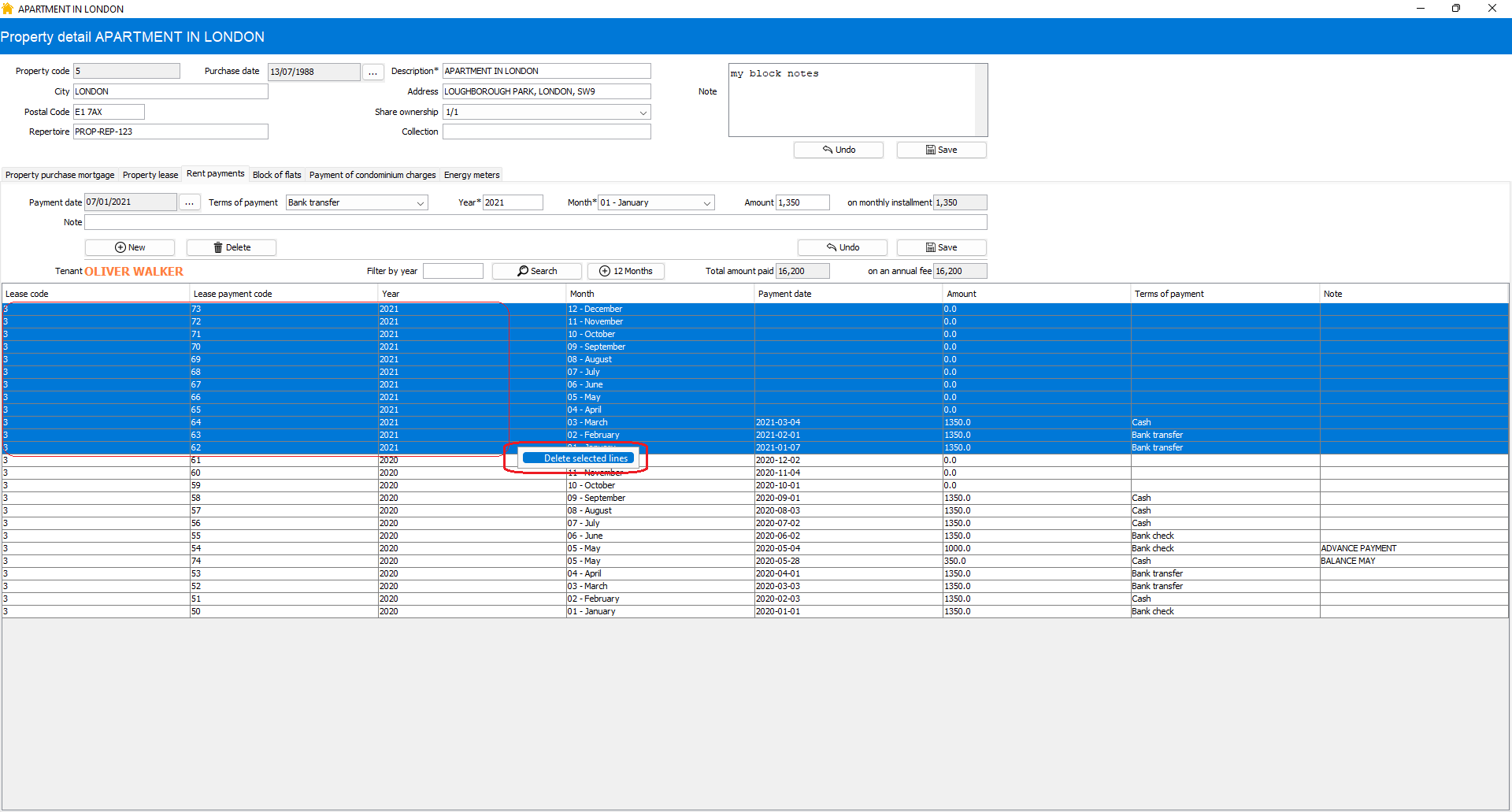 Lease payments (Historical management of lease payments)